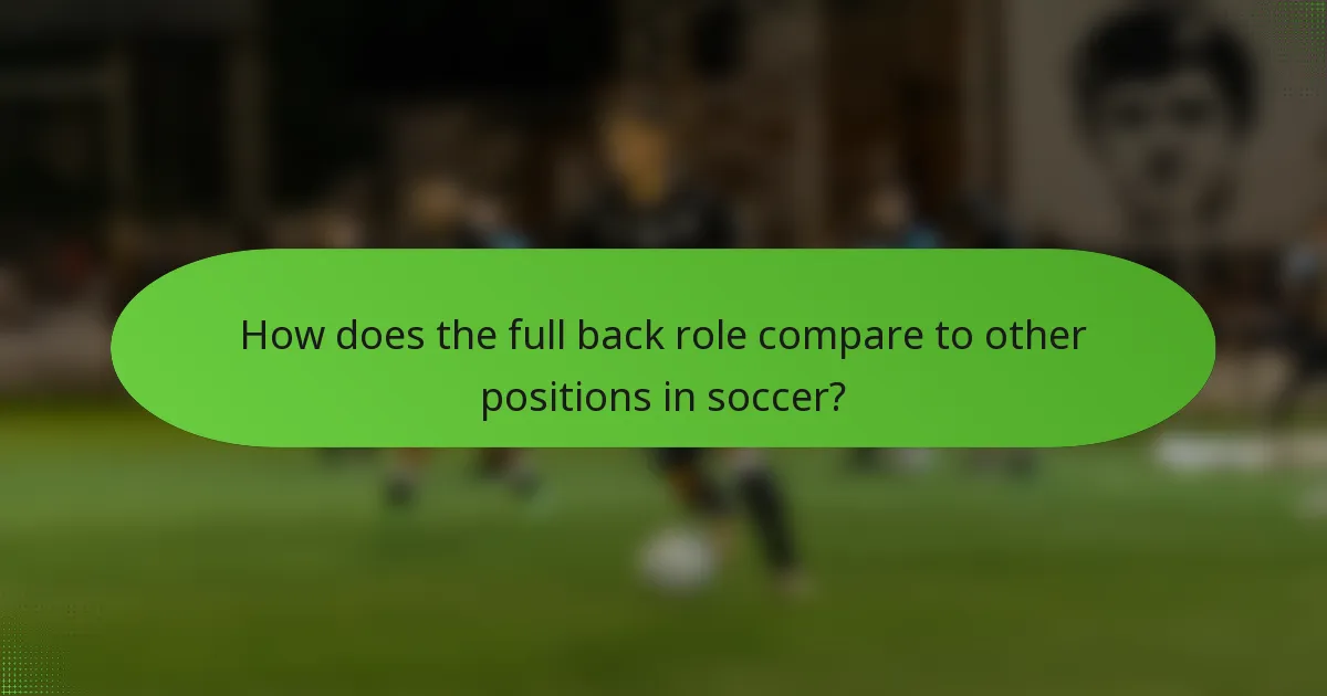 How does the full back role compare to other positions in soccer?